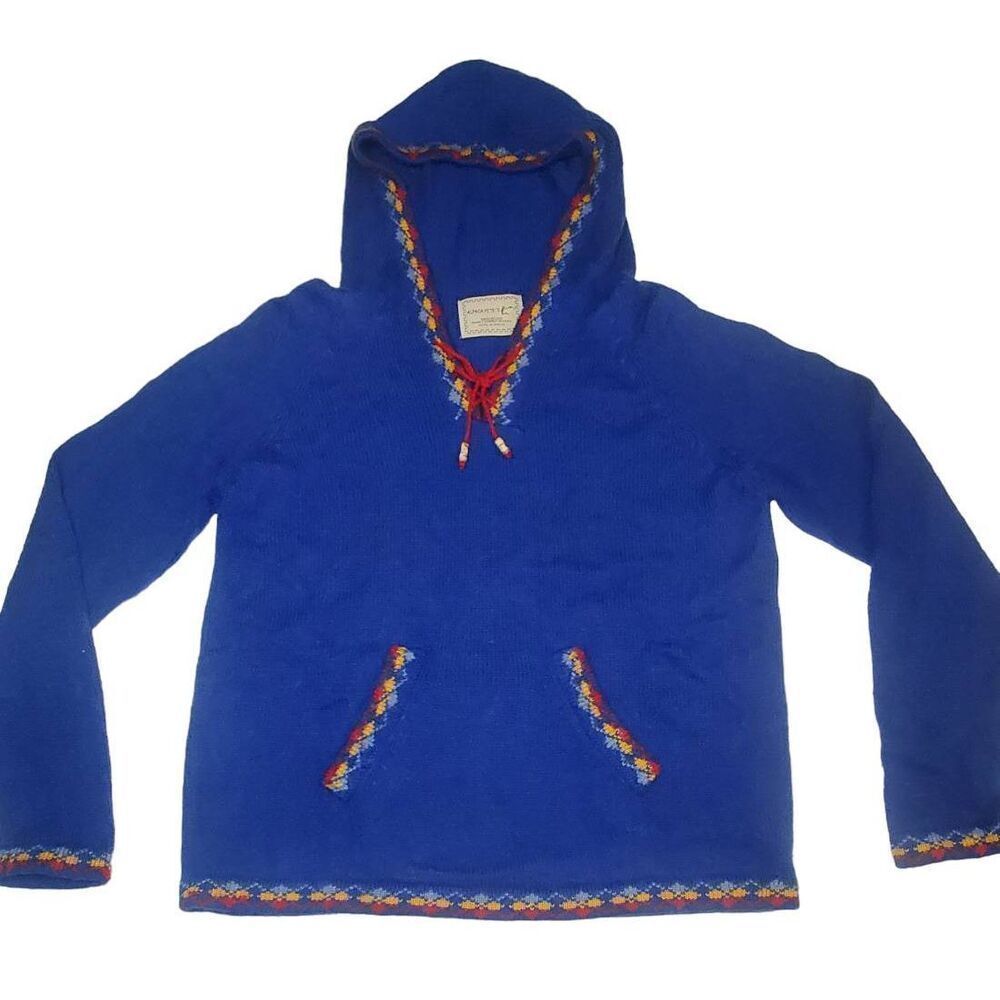 Alpaca Pete's Hand Loomed In Peru 100% Alpaca Soft Comfy Hooded Lightweight Swea